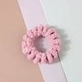 Élastique cheveux spirale en peluche rose avec texture douce en laine d'agneau - Rose