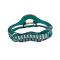 Translucent dark green cloud hair claw clip with glossy finish and wavy resin design - Bulk Packaging / Teal