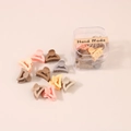 Assorted mini matte hair claws in macaron colors with a transparent plastic storage box - Semicircle Style / 10 Pieces/Box / Mixed Milk Coffee Colors
