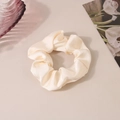 Elegant cream satin oversized hair scrunchie with smooth glossy texture and soft folds - Creamy White - Satin Medium