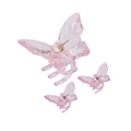 Dreiteiliges Set durchscheinende rosa Schmetterlings-Haarklammern in verschiedenen Größen - Kombinationsstil / Rosa