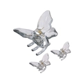 Detailansicht eines 3er-Sets transparenter Schmetterlings-Haarklammern aus Kunstharz - Kombinationsstil / Grau
