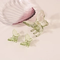 Ensemble de pinces à cheveux papillon vert translucide en grandes et mini tailles - Vert / Grand Et Deux Petits (Vert)