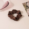 Elegant dark brown satin hair scrunchie with silky luster and soft pleated texture - Dark Coffee - Satin Medium