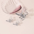 Detailed set of three translucent butterfly hair claws with golden metal springs - Gray / Large And Two Small (Gray)