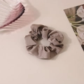Elegant champagne gold satin scrunchie with silky finish for daily hair styling - Dark Gray - Satin Medium