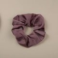 Faux rabbit fur scrunchie in elegant purple satin finish for bun hairstyles - Satin Style / 11cm / Purple