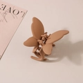 Matte coffee brown butterfly hair claw clip made of durable ABS for elegant styling - Bulk Packaging / Khaki