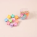 Mini flower hair clips in macaron colors including pink and blue in a clear gift box - Flower Style / 10 Pieces/Box / Multicolor
