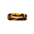 Elegant tortoise shell patterned hair clip with a minimalist golden metal rectangular base - Rectangular Brown Leopard