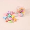 Mini macaron matte hair claws set in a square clear box with Hand Made label - Crossed / 10 Pieces/Box / Multicolor