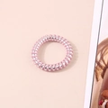 Detail of spiral hair tie with transparent pink layer and silver metallic inner core - Metallic Light Pink