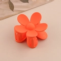 Molla per capelli a forma di fiore arancione opaco con grandi denti a squalo - Confezione sfusa / Stile con Motivo Floreale / Rosso Arancio