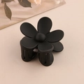 Pince à cheveux fleur noire mate avec griffes robustes pour coiffure féminine - Noir