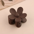 Molla per capelli a fiore marrone scuro opaco con elegante design a 5 petali - Confezione sfusa / Stile con Motivo Floreale / Marrone Scuro