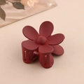 Pince à cheveux fleur bordeaux mat avec prise solide et design floral élégant - Bordeaux