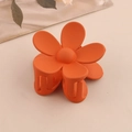 Pince à cheveux fleur orange tendance avec finition mate et prise solide type requin - Orange Foncé