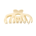Matte cream yellow large butterfly hair claw clip with heart shaped handle design - Cream