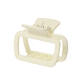 Detail view of a matte cream square hair claw clip showing a sturdy spring and non-slip teeth - Cream