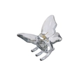 Pince à cheveux papillon transparente élégante avec ressort doré sur fond blanc - Grand / Gris