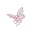 Pince à cheveux papillon rose semi-transparente avec un ressort en métal doré - Grand / Rose
