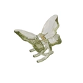 Pince à cheveux papillon vert clair translucide avec ressort doré sur fond blanc - Grand / Vert