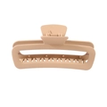 Large matte apricot square hair claw clip for thick hair with strong metal spring - Khaki