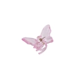 Pince à cheveux papillon rose translucide en acrylique avec ressort en métal - Petit / Rose