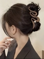 Pince à cheveux tulipe marron Morandi élégante ornée d'une grande perle nacrée - Style Vague Café Foncé (11CM)
