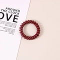 Elastic burgundy spiral hair tie made of glossy resin for high ponytail styling - Glossy Wine Red