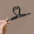 Eleganter großer Haarkrebs mit Weizenähren-Design in glänzendem Schwarz mit Strass - Weizenährenstil Kanonenschwarz (11CM) / Großverpackung
