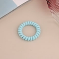 Light blue spiral telephone wire hair tie with seamless elastic resin design - Matte-Blue
