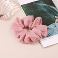 Elegant large pink chiffon scrunchie with pleated design on a minimalist table setting - Smooth Chiffon (C4176) / Pink