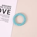 Elastic light blue spiral telephone wire hair tie for women with a glossy finish - Glossy Lake Blue