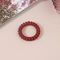 Matte wine red spiral telephone wire hair tie for women with a seamless design - Matte Wine Red