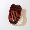 Flat hair clip with vintage brown tortoise shell pattern and high gloss resin finish - Glossy Transparent Red Leopard