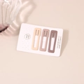 Detail view of 3pcs matte finish hair clips in cream and mauve tones on a white display card - Rectangular BB Clip Set