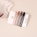 Set of four minimalist matte wave-shaped hair clips in cream, pink, brown, and black - 4-Piece Coffee Wave Clip (D4184)