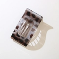 Elegant rectangle leopard hair clip with tortoiseshell pattern on white background - Bulk/Loose Packaging / Glossy White Leopard