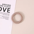 Elastic spiral hair tie in coffee brown color with smooth resin finish for women - Glossy Khaki