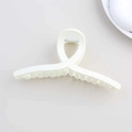 Matte cream large hair claw clip with cross design and anti-slip teeth for women - Matte Cream White