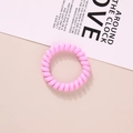 Pink spiral telephone cord hair tie with elastic seamless design for ponytails - Glossy Rose Red