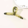 Olive green matte 13cm hair claw clip with cross design for thick hair styling - Matte Transparent Green Stripes