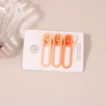 Set of three matte orange gradient hair clips in elegant minimalist oval hollow design - Orange Series Oval Clip (A4181)