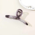 Matte gradient purple hair claw clip with 13cm large size and twisted cross design - Matte Transparent Gray Stripes
