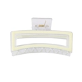 Transparent acrylic hair claw clip with beige trim and golden metal spring mechanism - Cream (13cm)