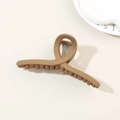 Matte light brown 13cm oversized hair claw clip with crossed spiral design - Matte Khaki