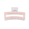 Minimalist peach pink rectangular claw clip with transparent frame and golden spring - Pink Large