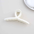 Minimalist matte white cross hair claw clip for women with professional matte finish - Glossy Cream White