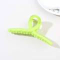 Large 13cm fluorescent green matte plastic hair claw clip with cross design for thick hair - Glossy Grass Green